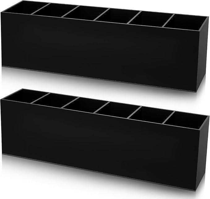 2 Pack Acrylic Makeup Brush Holder 6 Compartments Pencil Organizer Cup Pencil by Juexica