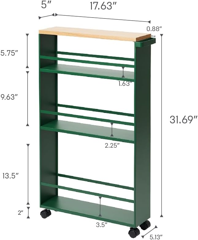 YAMAZAKI Home Slim Rolling Storage Cart – Narrow Kitchen Storage Cabinet - Image 8