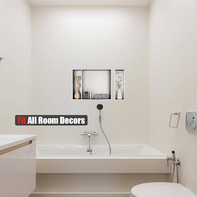 JQK Shower Niche No Tile Need, 304 Stainless Steel Recessed Shower Caddy - Image 6