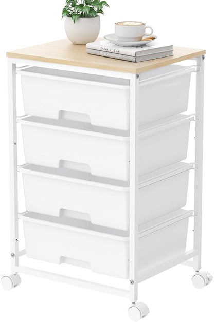 Utility Cart with 4 Drawers, 4-Tier Rolling Storage Cart Organizer by SYKIARIOL