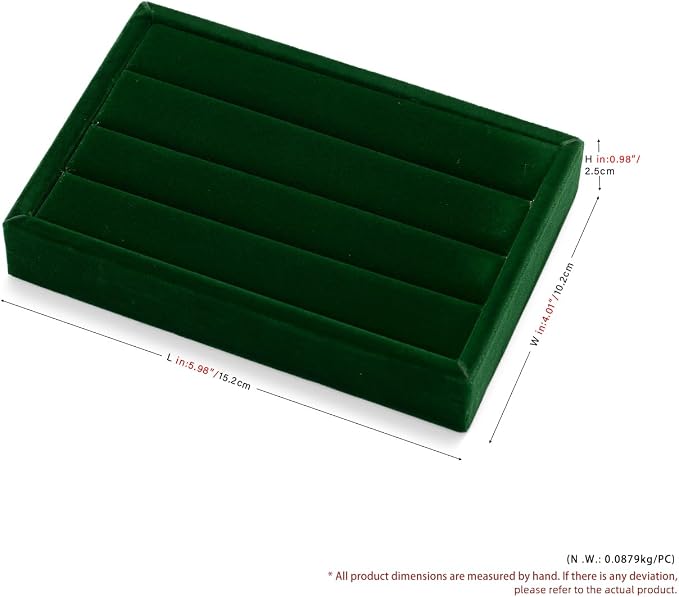 Oirlv 3 Slots Velvet Small Ring Organizer Earrings Trays Showcase Display - Image 8