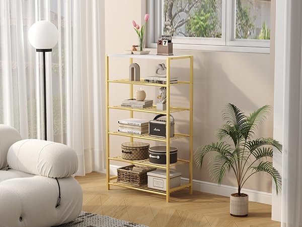 HOMEFORT Shoe Rack 6-Tier, Shoe Storage Shelf, Industrial Shoe Tower, Narrow - Image 5