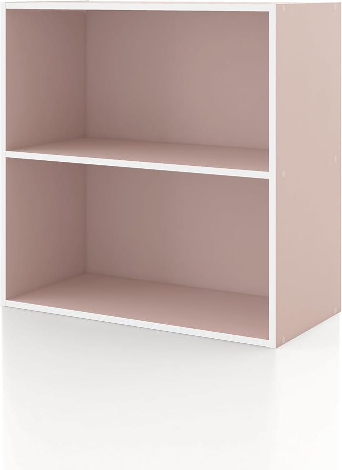 Homes: Inside + Out Apexa 2-Tier Cube Storage Organizer Shelves, Stackable Wood by HOMESInsideOut