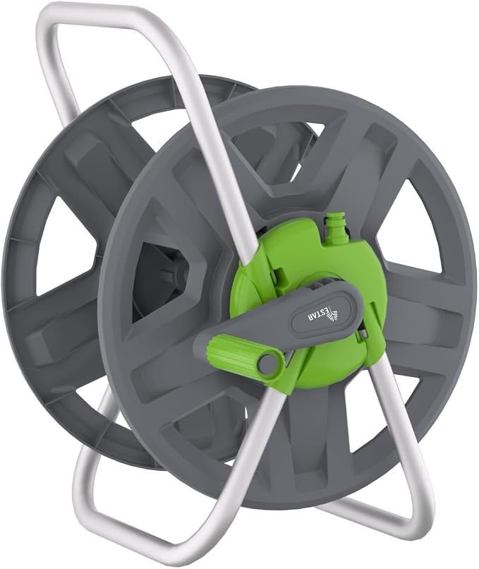 Water Hose Reel Cart, Holds 60-80 Ft of 5/8 Inch Hose, Portable Hose Reel by Garden