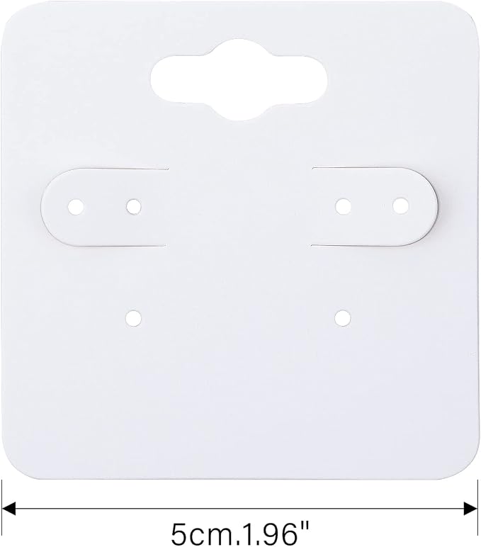 joycraft 100Pcs Earring Display Holder Cards, 2 Inch White Earring Hanging Cards - Image 2