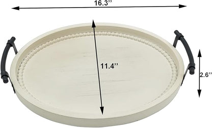 Oval Rustic Wooden Decorative Tray, Serving Tray - Image 4