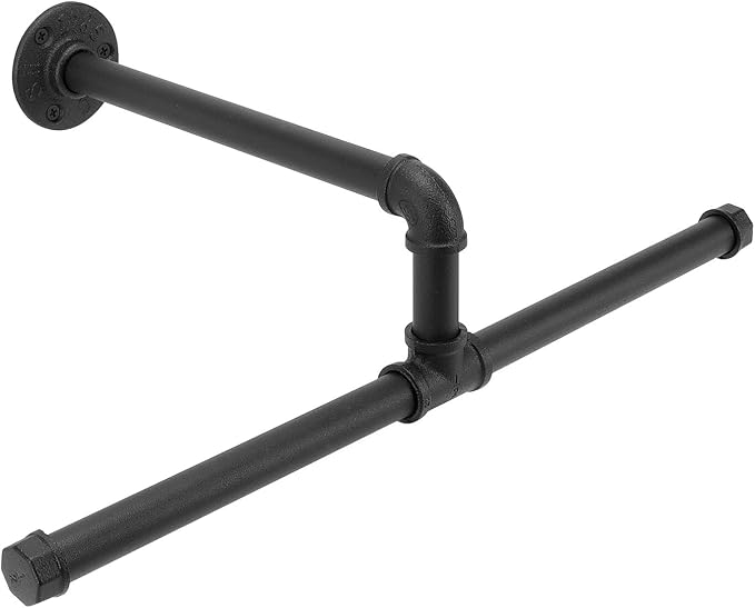 Industrial Pipe Clothes Rack Floating DIY Wall Mounted, Heavy Duty Rustic by Jeasor