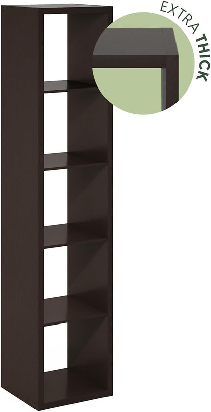 Furinno Cubicle 5-Cube Book Shelf, Extra Thick Frame Bookshelf, Dark Oak | - Image 8