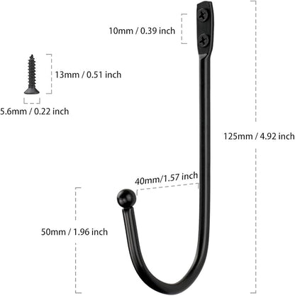 Wall Mounted Single Hook Wall Hanger Key Holder Wrought Iron Coat Hat Hooks - Image 2