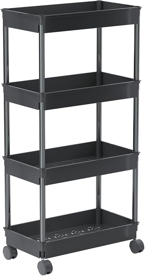 Sooyee 4 Tier Wide Storage Cart Mobile Shelving Unit Organizer Slide Out by Sooyee