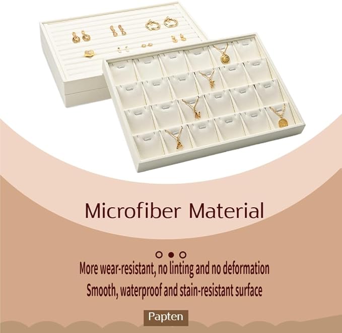 24 Grids Necklace Display Tray, Stackable Jewelry Organizer Trays, Microfiber - Image 5