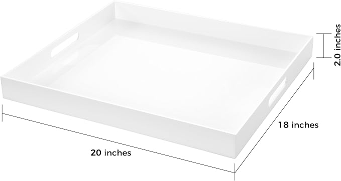 White Rectangular 18x20 Inches Acrylic Ottoman Tray Decorative Serving Tray - Image 2