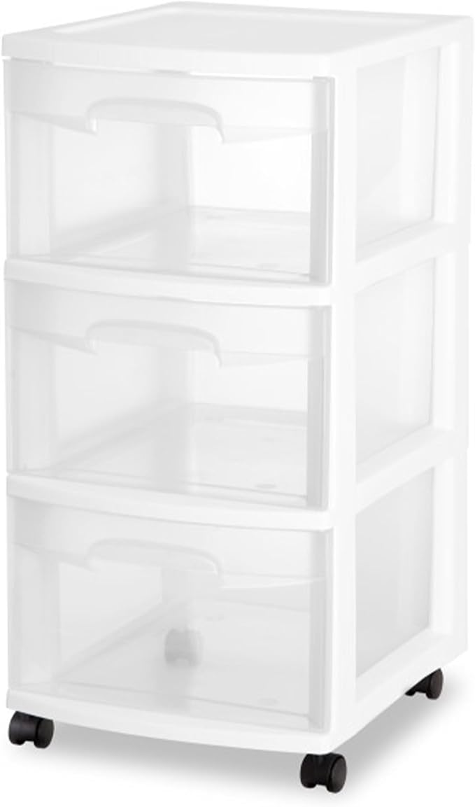 Sterilite 4 Pack Plastic Storage Organizer, 3 Drawer Rolling Bin Cart, Closet - Image 8