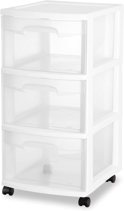 Sterilite 4 Pack Plastic Storage Organizer, 3 Drawer Rolling Bin Cart, Closet - Image 8