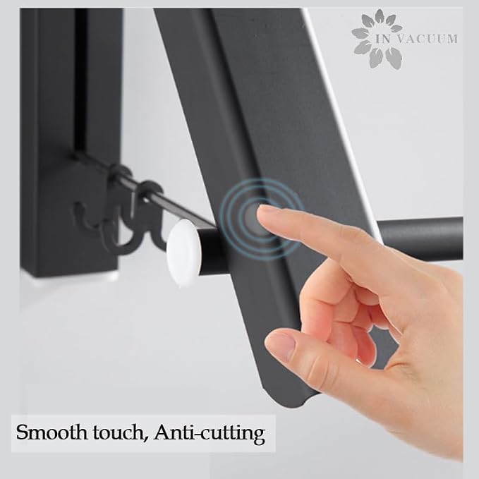 Laundry Drying Rack, Wall Mounted Retractable Clothes Hanger, Aluminium Home - Image 3