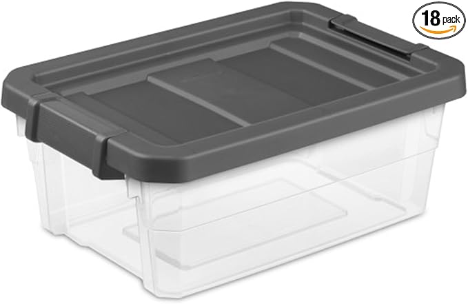 Sterilite 18-Pack Modular Stacker Box, Durable Clear Plastic Storage Bins by Sterilite