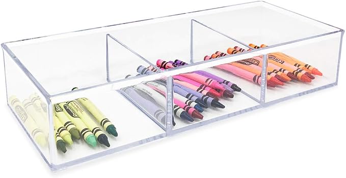 Isaac Jacobs Large 3-Compartment Acrylic Stackable Organizer, Craft Supplies - Image 4