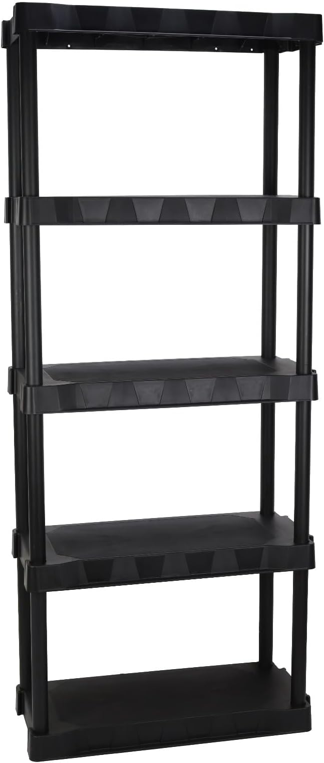 5-Tier Black PP Storage Shelf 30×13.88×68.8in 350lbs Garage Basement Closet | - Image 5