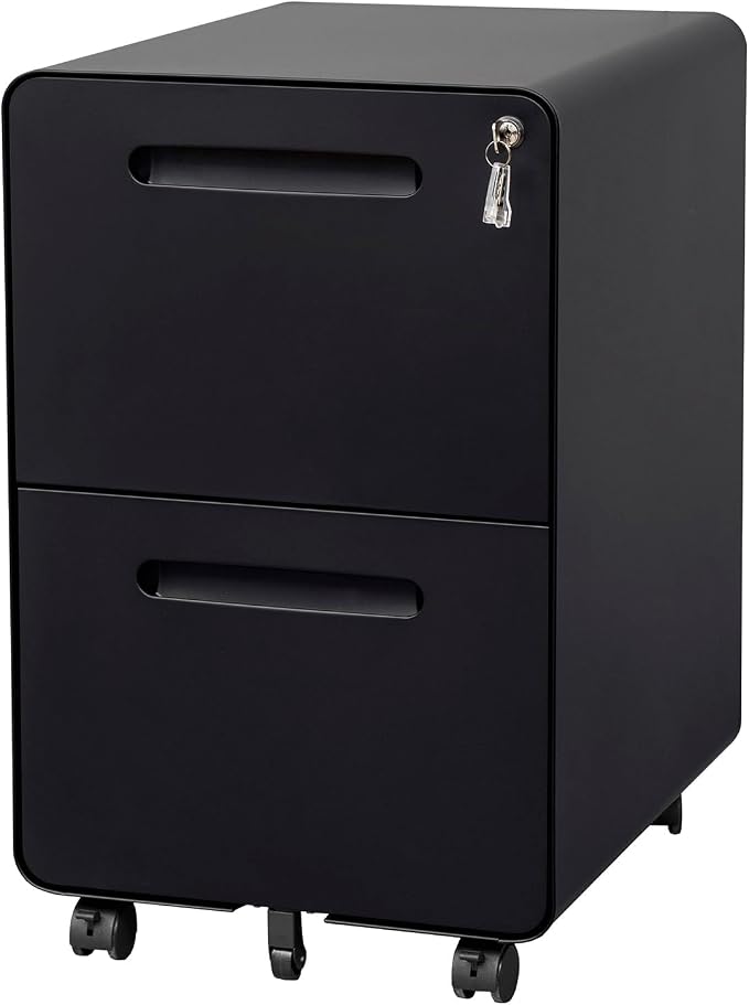 2 Drawer File Cabinet with Lock and 4 Keys, Mobile Metal Filing Cabinet by LVSTEEL