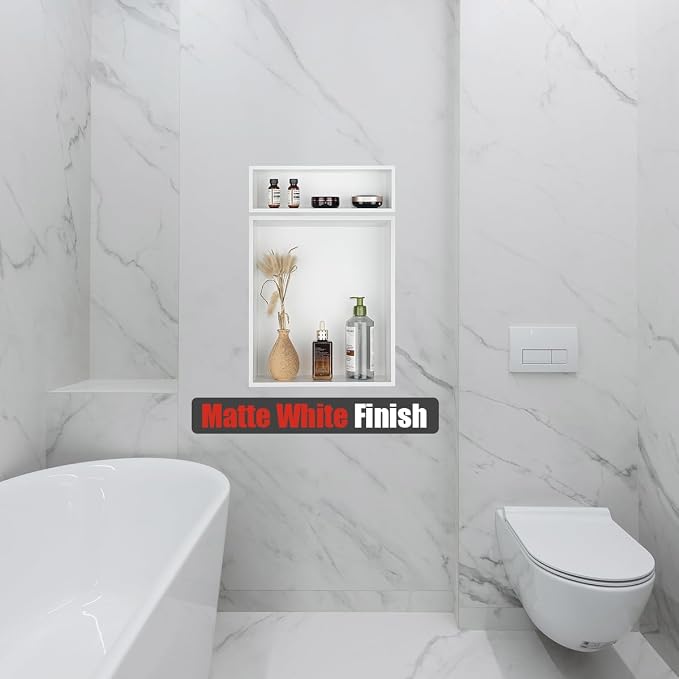 JQK Shower Niche No Tile Need, 304 Stainless Steel Recessed Shower Caddy - Image 6