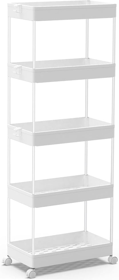SPACEKEEPER 5-Tier Storage Cart Organizer Rolling Utility Cart, Mobile Shelving by SPACEKEEPER