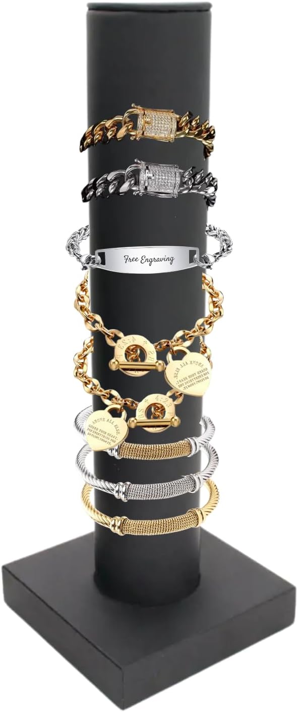 Novel Box Black Leatherette Vertical Bracelet/Bangle Display Tower by NovelBoxCompanyLtd