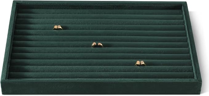 Velvet Ring Display Tray, Stackable Muilt Slot Rings Ear Stud Storage Tray by Dansmiy