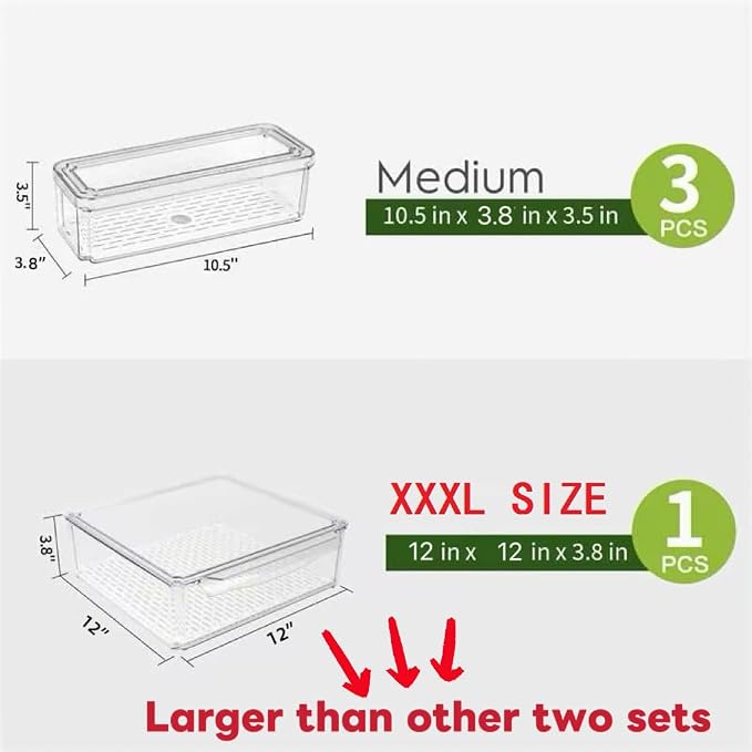 ZIJUND 4 Pack Fridge Organizer, Stackable Refrigerator Organizer Bins - Image 2