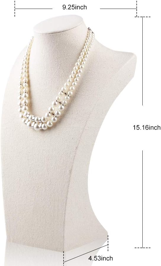 Oirlv Linen Necklace Display Bust 3D Necklace Organizer Jewelry Display Holder - Image 5