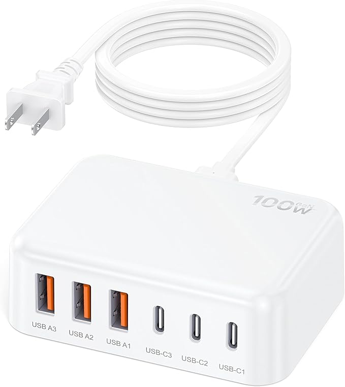 6 in 1 USB Charger, 50% Smaller Charging Station by BOVICAS