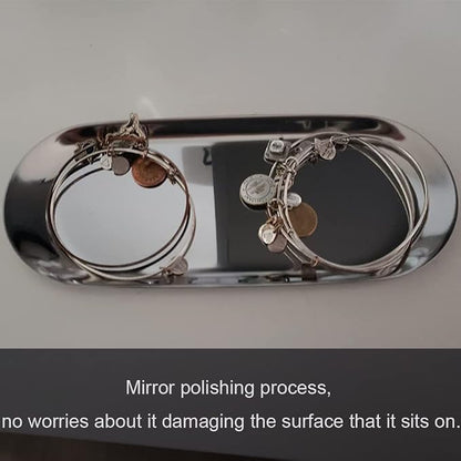 Stainless Steel Decorative Tray, 7 Inch Long, Jewelry Dish Cosmetics Organizer - Image 9