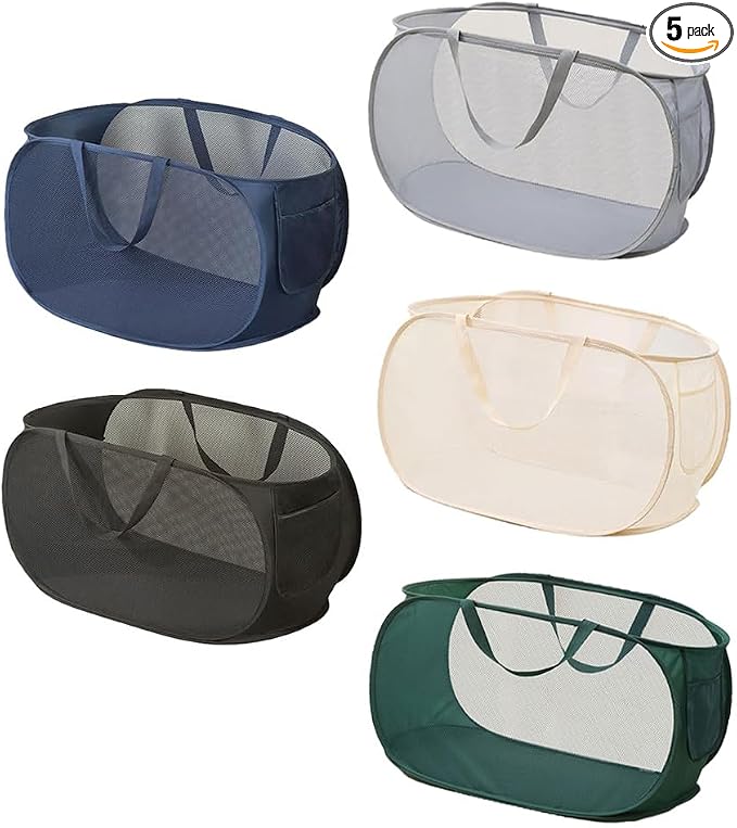 5 Pcs Collapsible Laundry Baskets, Opening Laundry Hamper, Foldable Laundry by LATERONON