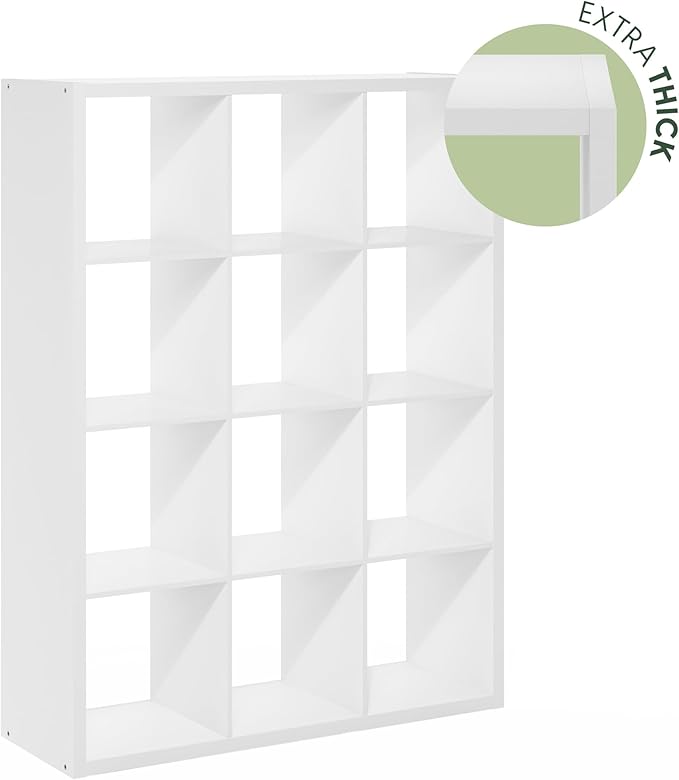 Furinno Cubicle Book Shelf, 12-Cube Bookshelf, Extra Thick Frame Reversible - Image 5