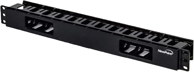 Navepoint 1U Horizontal 19-Inch Rack Mount Cable Management Raceway Duct Panel by NavePoint