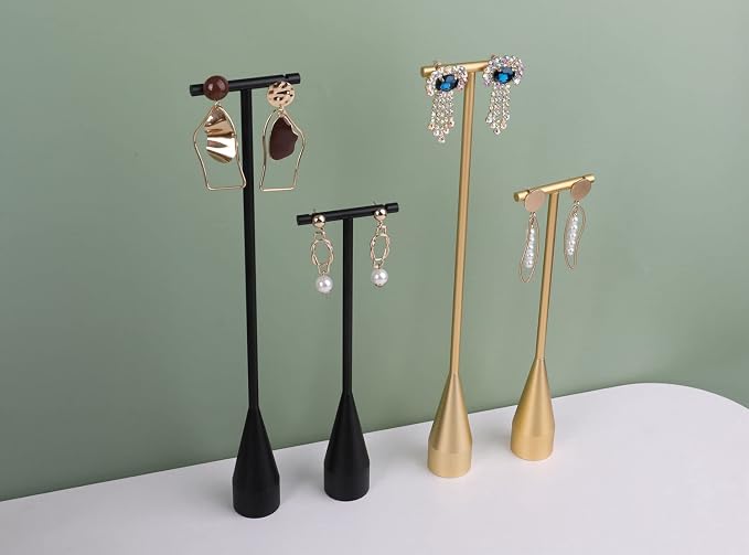 GemeShou 2pcs Gold earring display T bar stand, Big jewelry earring holders - Image 3