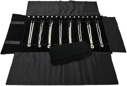 Portable Jewelry Roll Untangled Secure Necklace Travel Storage Bag Displays - Image 2