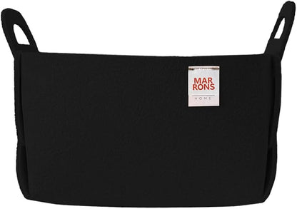 Collapsible Felt BLACK Storage Bin Small 7.1"x5.1"x5.1" – Foldable Basket by MARRONS