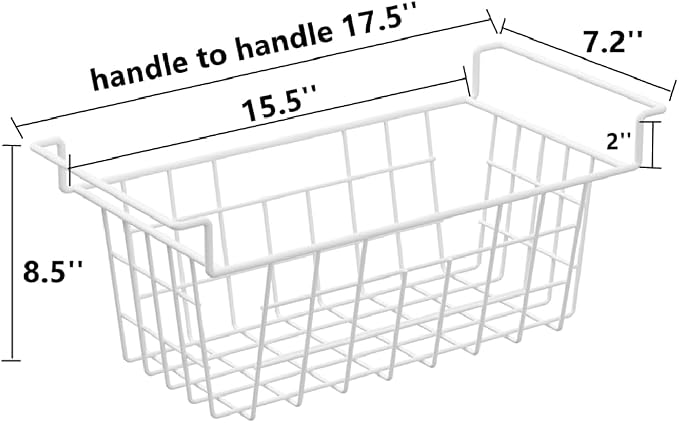 Slideep 17.5" Large Hanging Baskets Freezer Organizer Bin Sturdy Metal Wire - Image 2