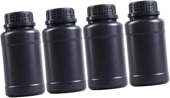 4pcs Black Plastic Chemical Bottles Hdpe Light-blocking Storage Containers by JEWEDECO