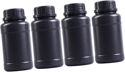 4pcs Black Plastic Chemical Bottles Hdpe Light-blocking Storage Containers by JEWEDECO