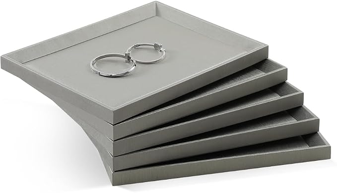 Jewelry Flat Tray, Leather Tray, Premium Grey Jewelry Tray, Jewelry Organizer - Image 5