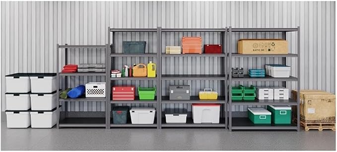Pemberly Row 5-Shelf Metal Storage Unit, Gunmetal Gray/Black Finish, Steel Frame - Image 9