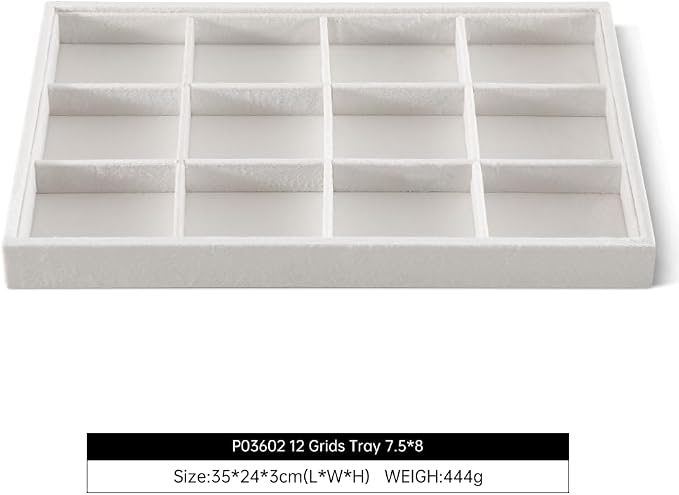 Velvet Stackable Jewelry Display Tray, 12 Grid Watch Bangle Bracelet Storage - Image 2