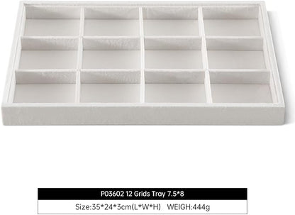 Velvet Stackable Jewelry Display Tray, 12 Grid Watch Bangle Bracelet Storage - Image 2