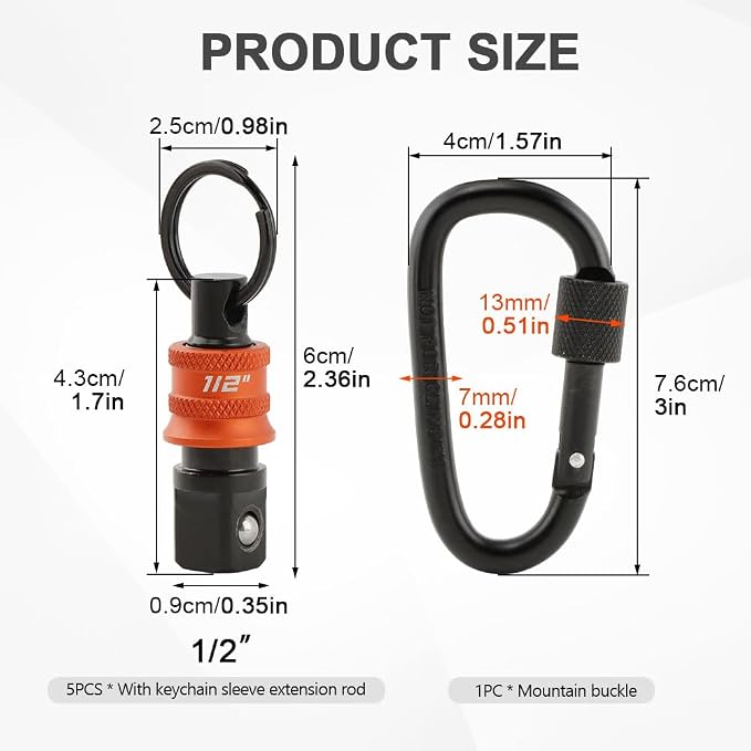 5Pcs Socket Holder Key Chain, 1/2" Drive Socket Organizer Keychain Quick - Image 2