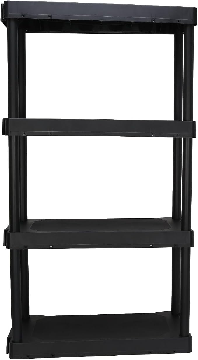 4-Shelf Plastic Shelving Unit 35.2 x 76.2 x 142.7 cm, Tool-Free Assembly by Unknown
