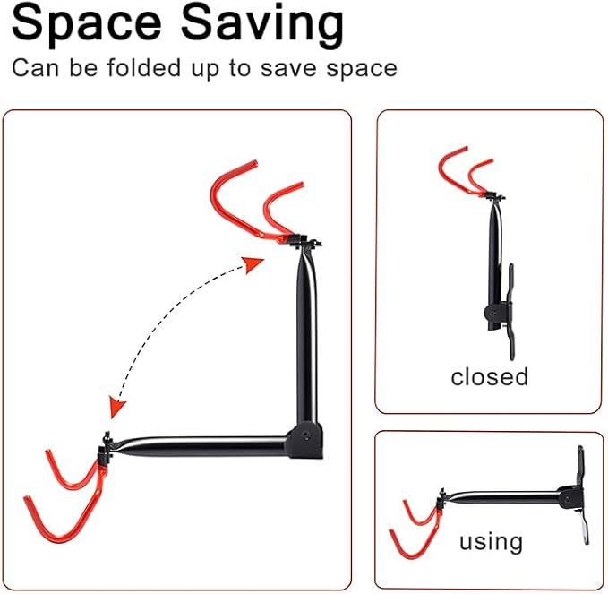 PHUNAYA Wall Mount Bike Rack, Bike Hanger Horizontal, Bicycle Holder Heavy Duty - Image 2