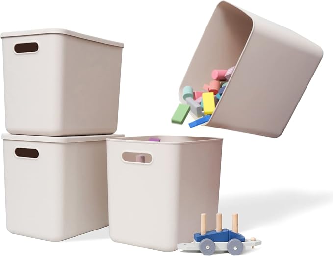 Plastic Storage Baskets With Lid Organizing Container Lidded Knit Storage by Yishyfier