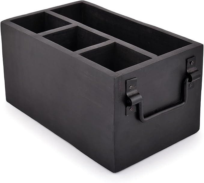 EDHAS Mango Wood 4 Compartment Flatware Caddy, Cutlery Utensil Holder by EDHAS