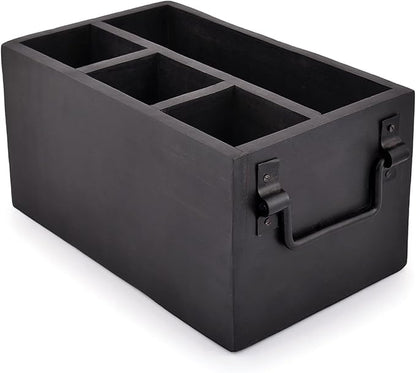 EDHAS Mango Wood 4 Compartment Flatware Caddy, Cutlery Utensil Holder by EDHAS